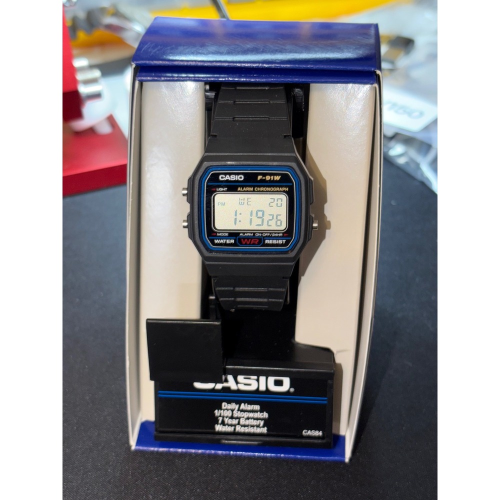 Casio F-91W Digital Watch Mens Black Water Resistant Chronograph Retro